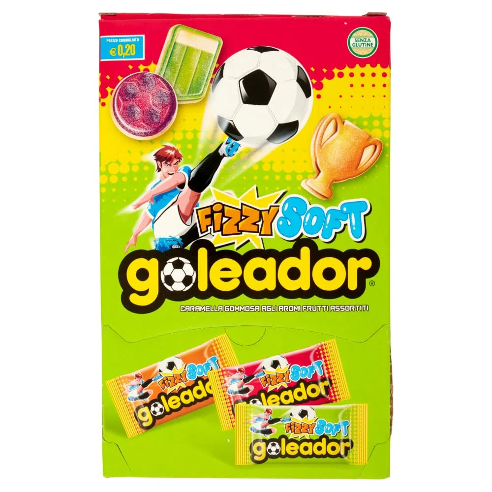 Goleador Fizzy Soft, Caramelle Gommose, Sour, Gusti Assortiti, Confezione da 180 Monopezzi con 3 forme diverse, da Condividere con Amici o con Chi Vuoi