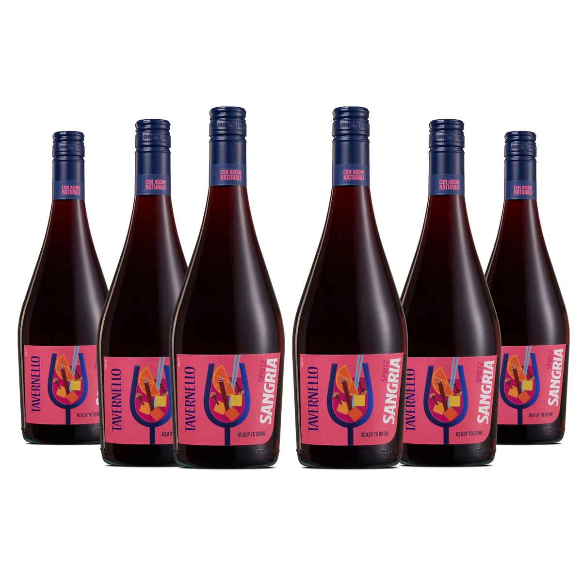 Tavernello Spritz Sangria, Spritz Aperitivo Pronto da Bere con Note di Cannella, Chiodi di Garofano e Frutta, 6,5% Vol, Confezione da 6 Bottiglie da 750 ml
