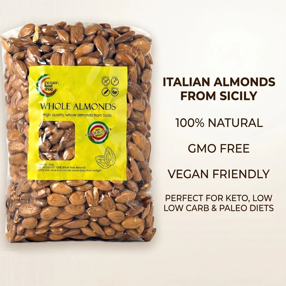 Mandorle Siciliane Sgusciate (1Kg) - Naturali | Senza Glutine | Keto | Ideali per Dolci