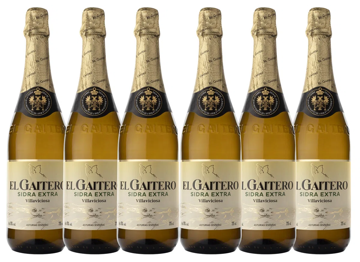El Gaitero Sidro Extra Realizzato con Metodi Tradizionali, Scatola di 6 Bottiglie da 75 Cl