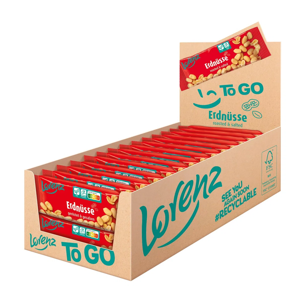 LORENZ | Arachidi tostate e salate | 28 x 40 g | vegan