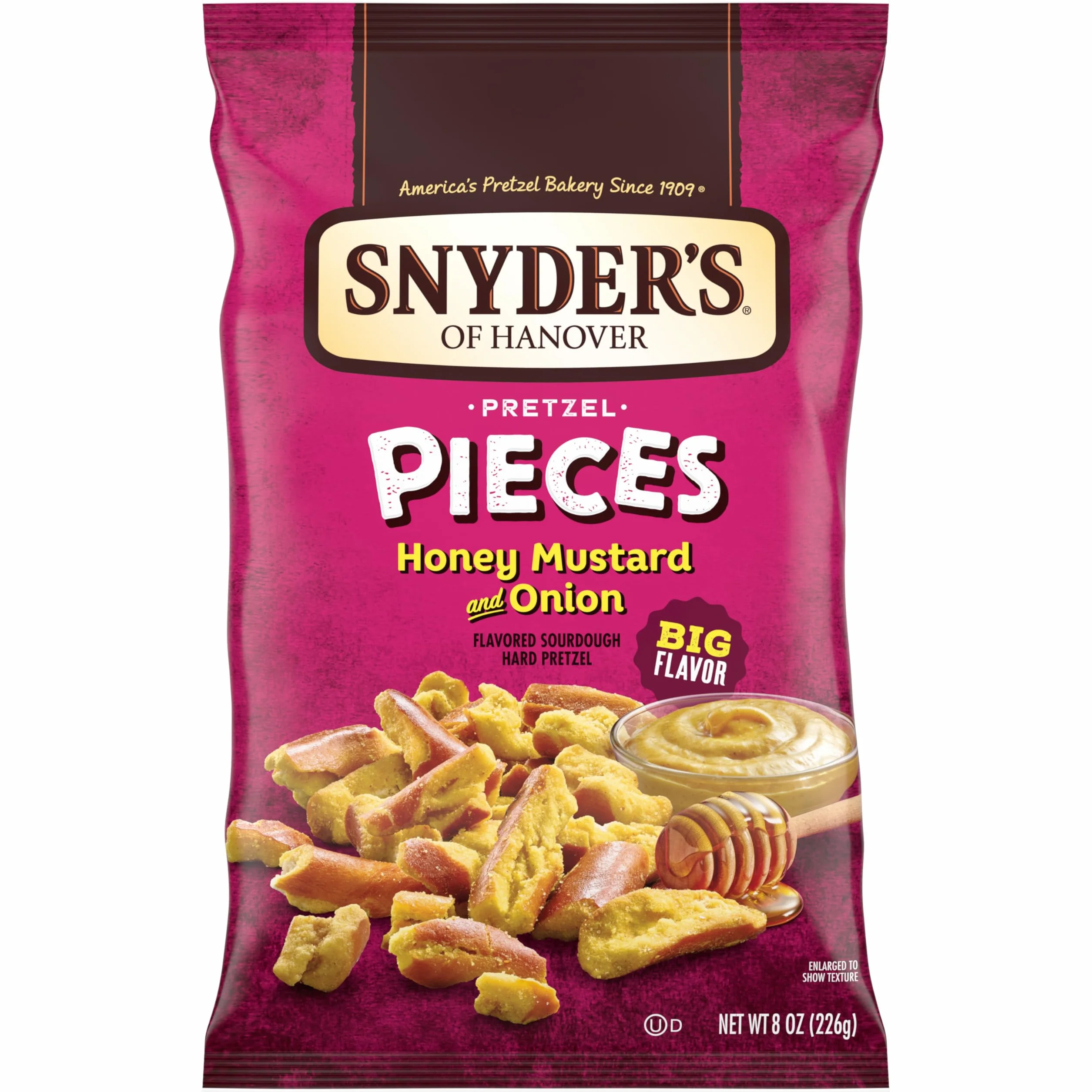 Snyder's of Hanover Pretzel Pieces, Honey Mustard and Onion, 8 Ounce (Pack of 6)