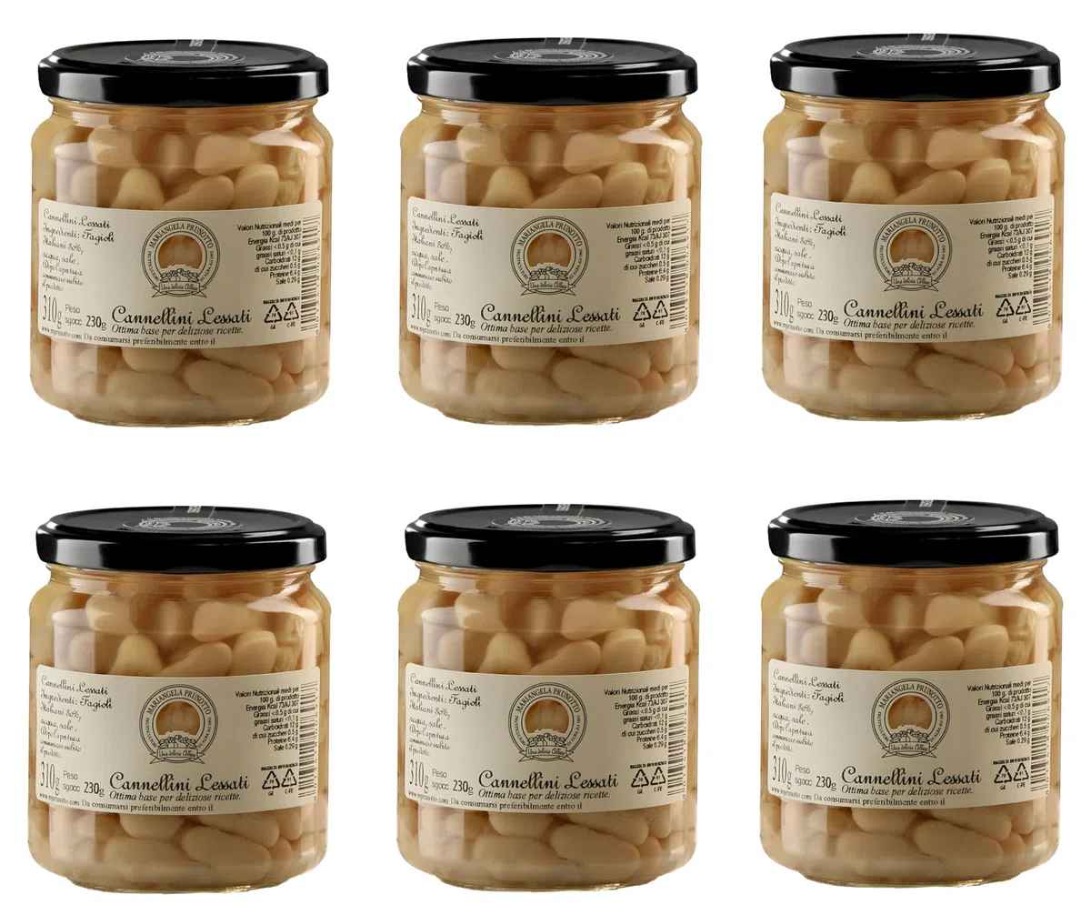 6 vasetti Fagioli Cannellini lessati in vaso Prunotto Mariangela azienda agricola in Alba