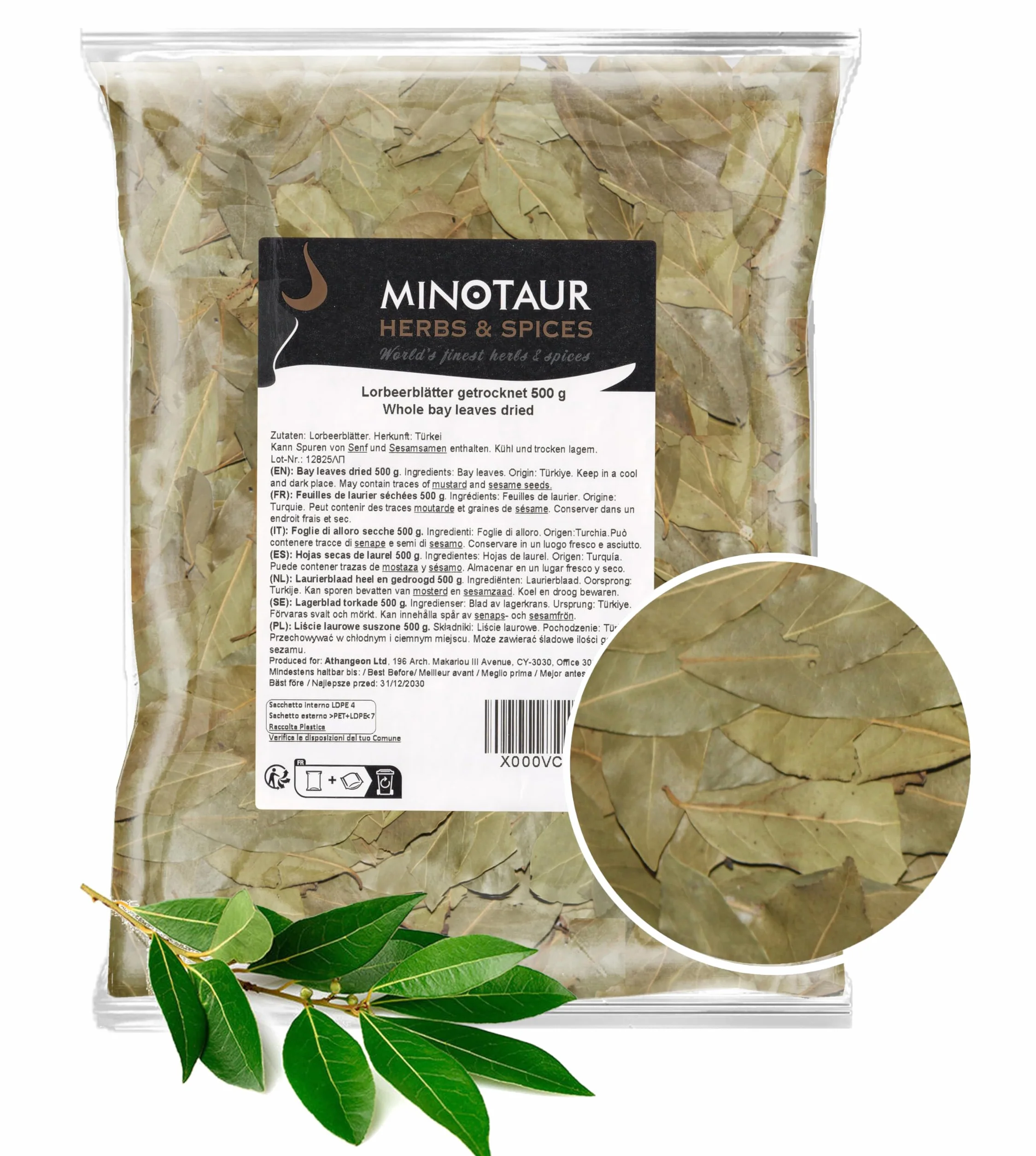 Minotaur Spices | Foglie di alloro secche | 2 x 500g (1 Kg)