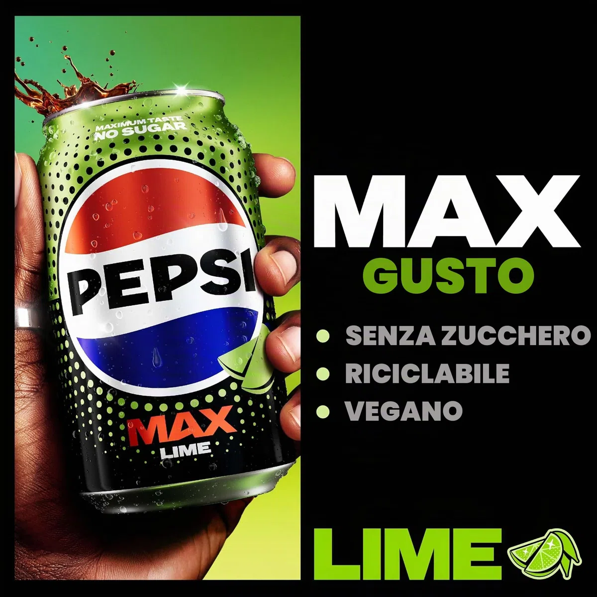 Pepsi Max Lime No Sugar Cola Lattine 24 x 330ml