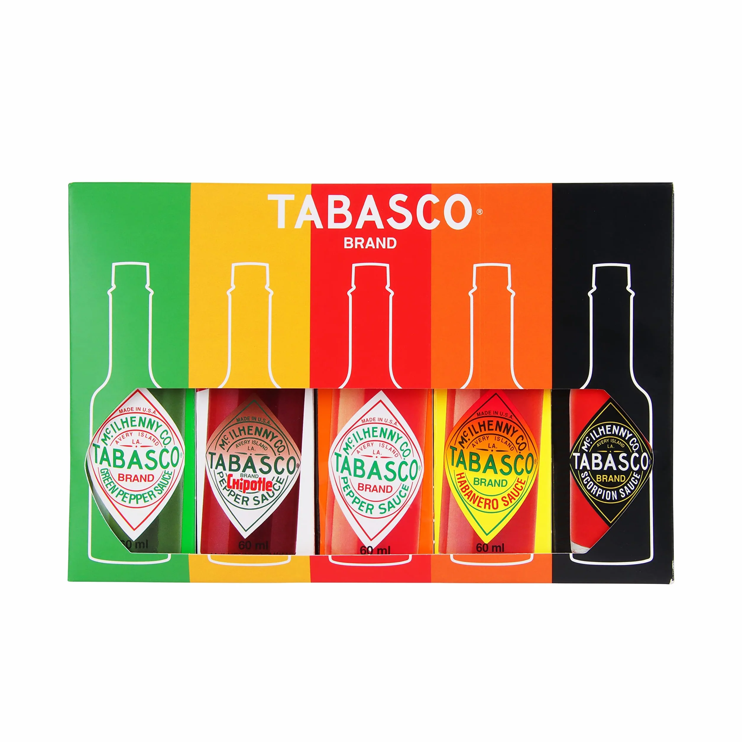 Tabasco Original Set Regalo di Salse - Set regalo di salsa piccante deluxe con 5 gusti diversi (5 x 60ML) - 100% ingredienti naturali - Salsa barbecue.