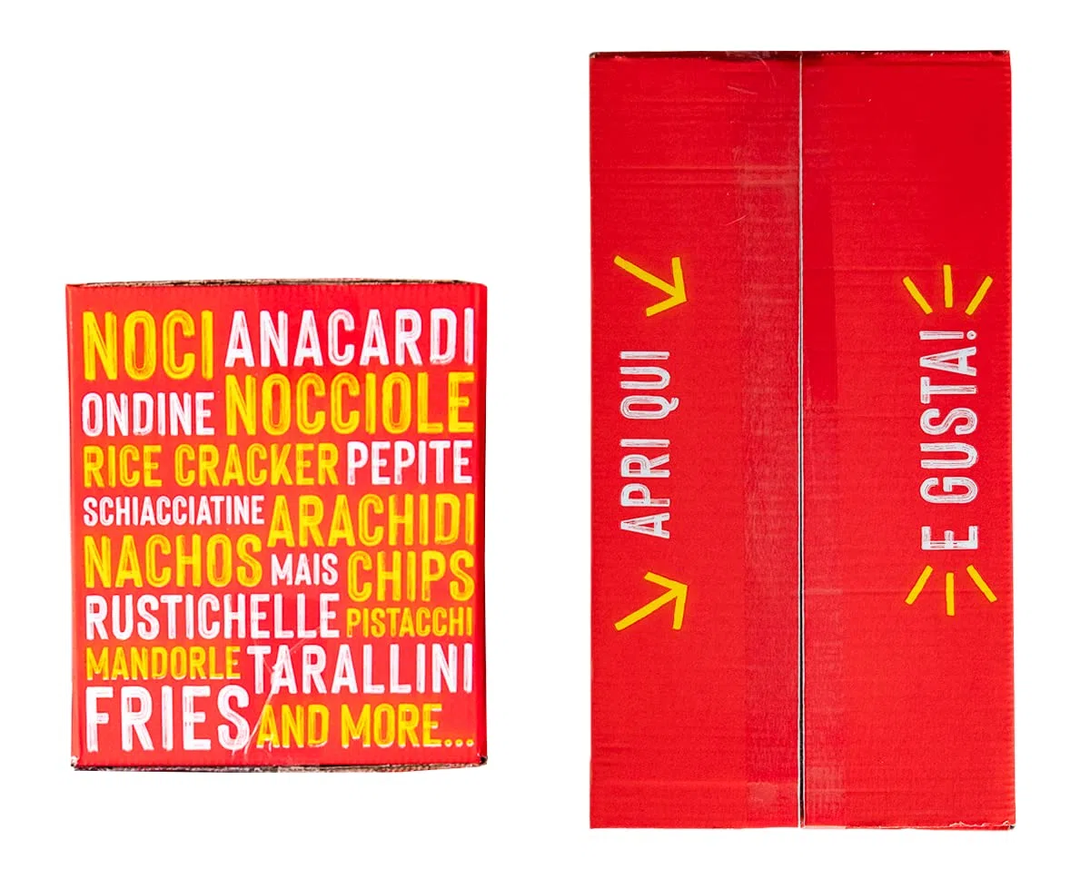 Aperisnack® Aperibox CLASSIC 30 snack - Scatola regalo con Snack salati, patatine e frutta secca, per aperitivo fai da te o gadget compleanno bambini