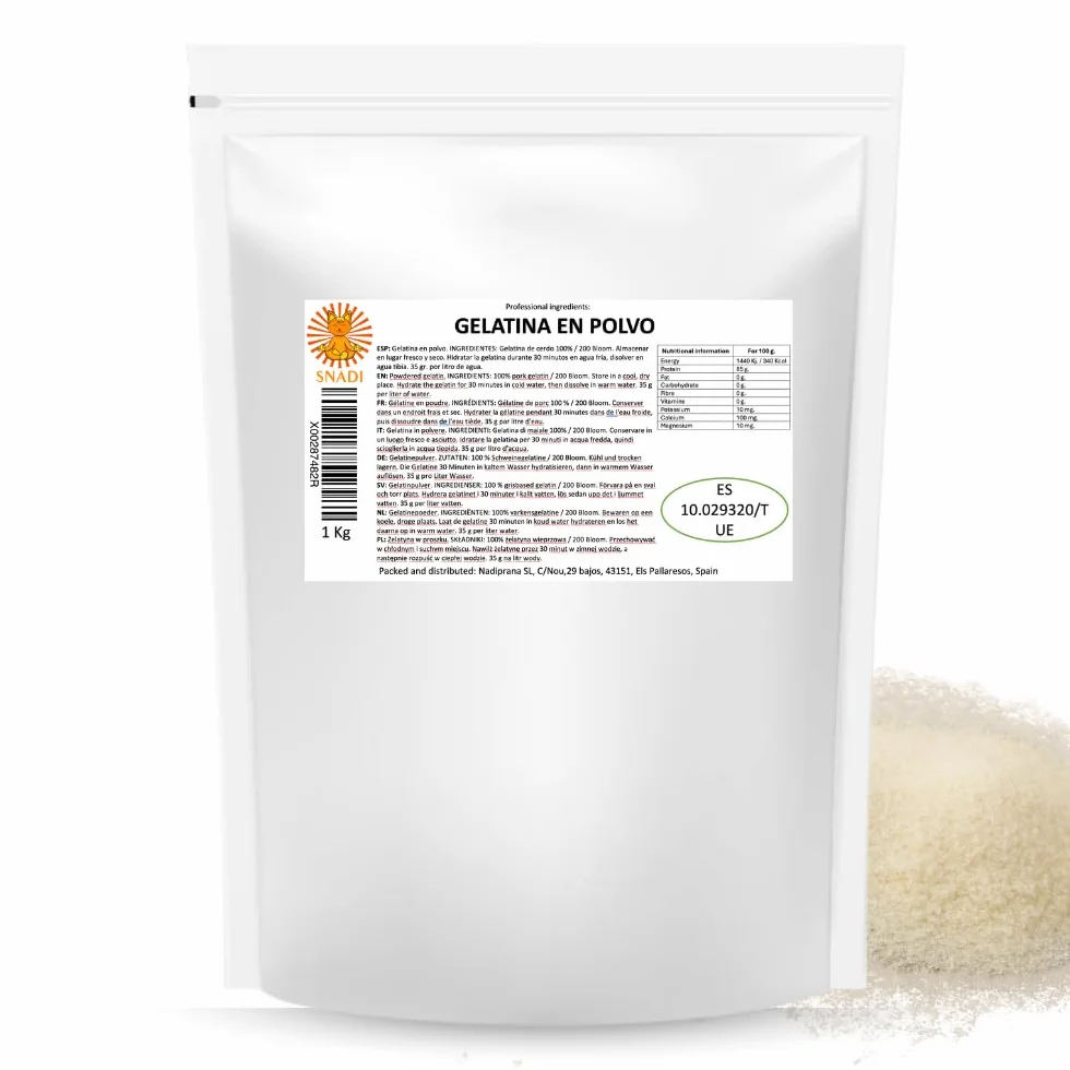 Snadi Gelatina in polvere | 1 kg | 100% pura, insapore e qualità professionale | Ricca di aminoacidi precursori del collagene | Pasticceria, dessert, gel e salse | Facile da sciogliere e consistenza