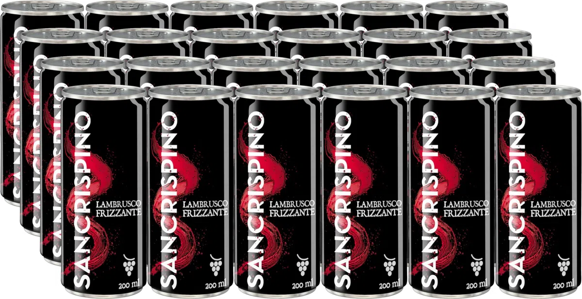 Sancrispino Lambrusco Emilia IGP Frizzante Vino in Lattina, 200 ml, 24 pezzi