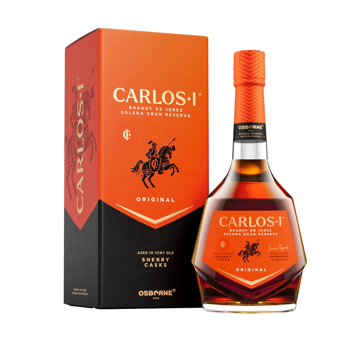 Carlos I Brandy De Jerez con Confezione Regalo, Bottiglia da 700ml