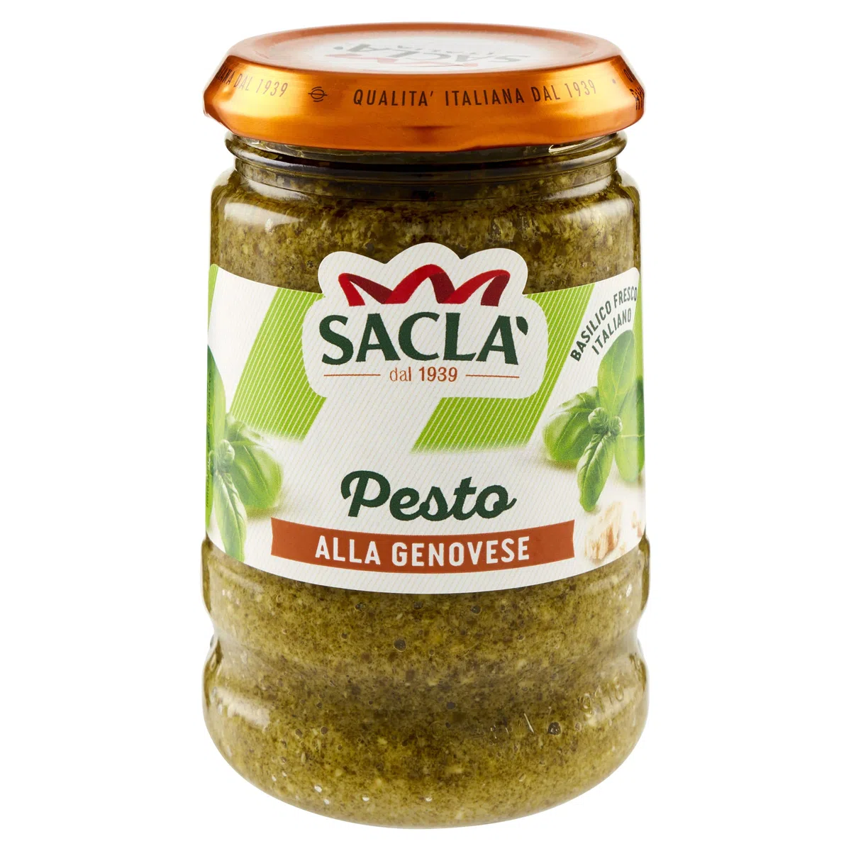 Saclà, Pesto alla Genovese, Condimento per Pasta e per Arricchire i Tuoi Piatti, con Basilico Fresco Italiano, Vaso Vetro, 190g, Confezione da 12 pezzi