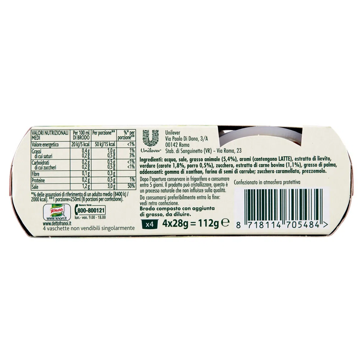 Knorr - Cuore Di Brodo, Manzo, Gia' Pronto, Da Diluire - 112 G 4 Vaschette