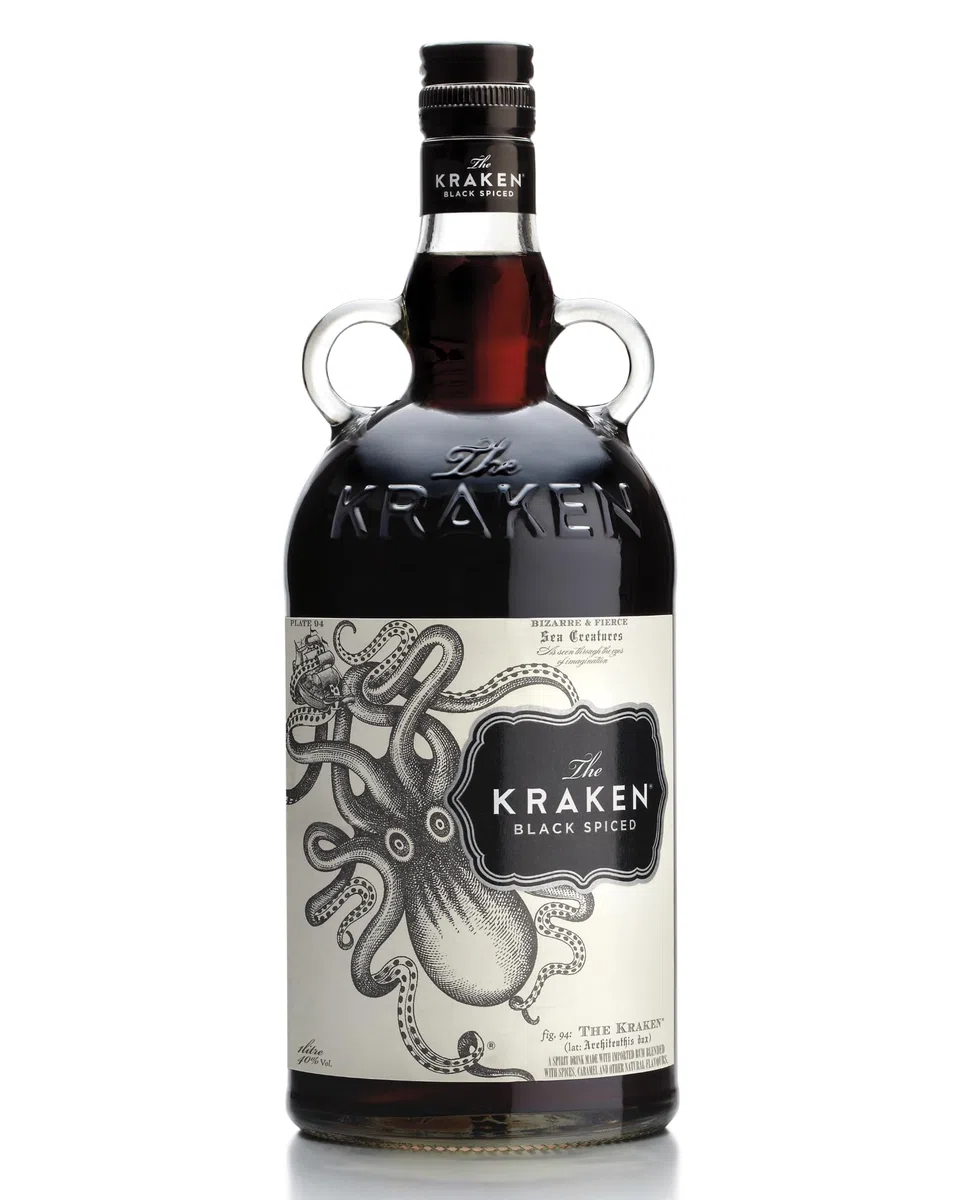 The Kraken 100cl - Rum nero speziato: canna da zucchero, rum caraibici scuri e 13 spezie. 40% vol.