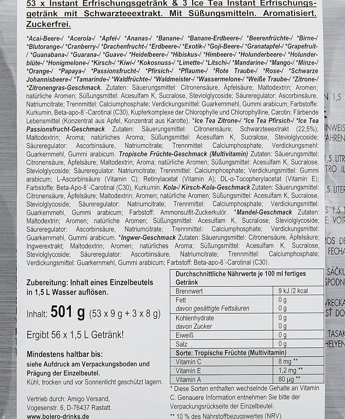 Bolero Drinks – Pacchetto di conoscenza (48 varietà), 429 g, per bevande da 72 litri