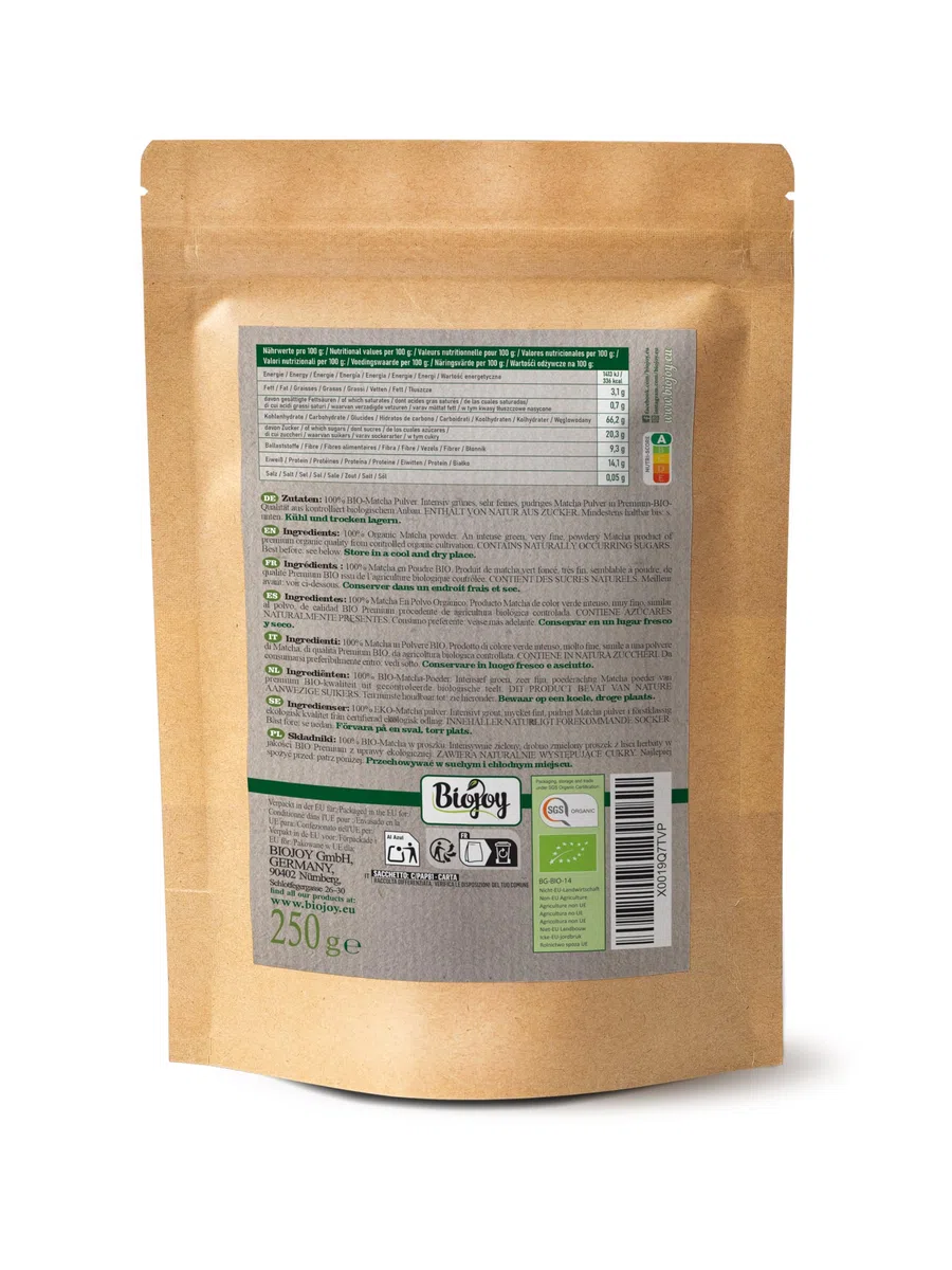 Biojoy Matcha in Polvere BIO (250 g), Per Tè e Latte (Camellia Sinensis)