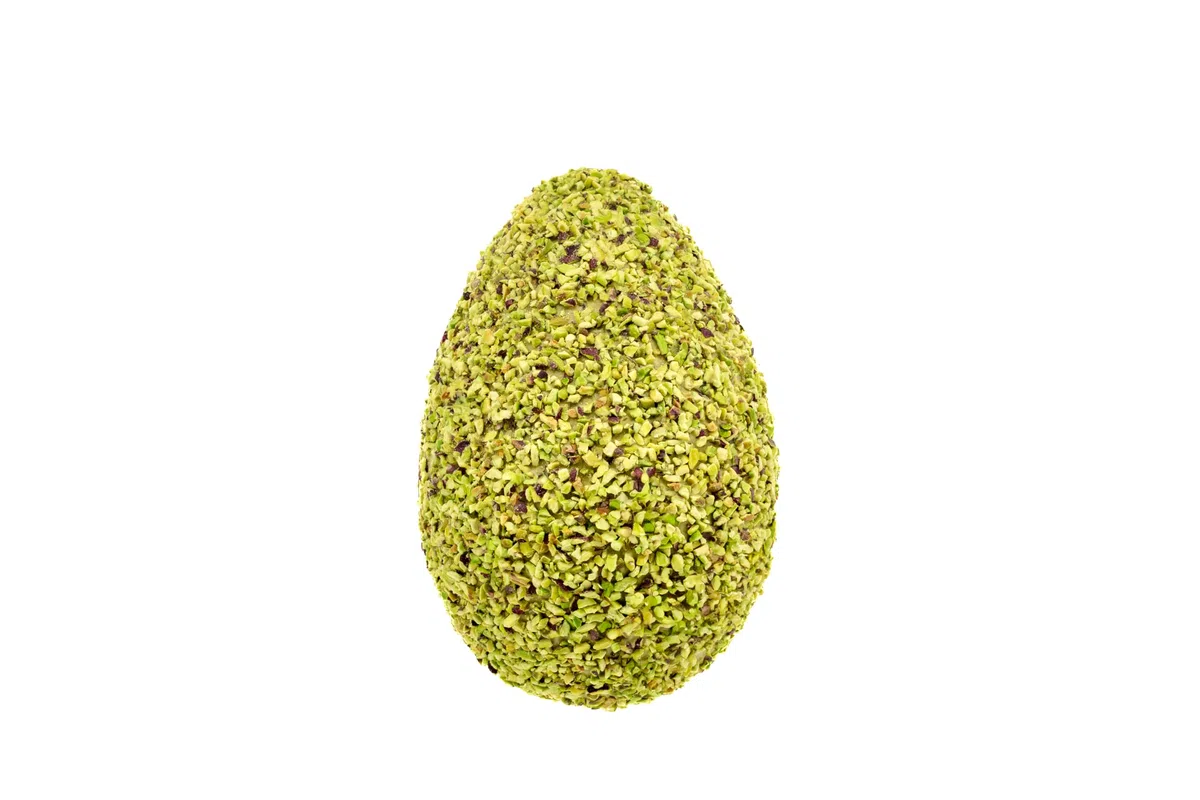 Uovo di Pasqua ARTIGIANALE (450 GR) di CIOCCOLATO AL PISTACCHIO e GRANELLA di PISTACCHIO. Con SORPRESA made in Sicily all'interno dell' elegante scatola.