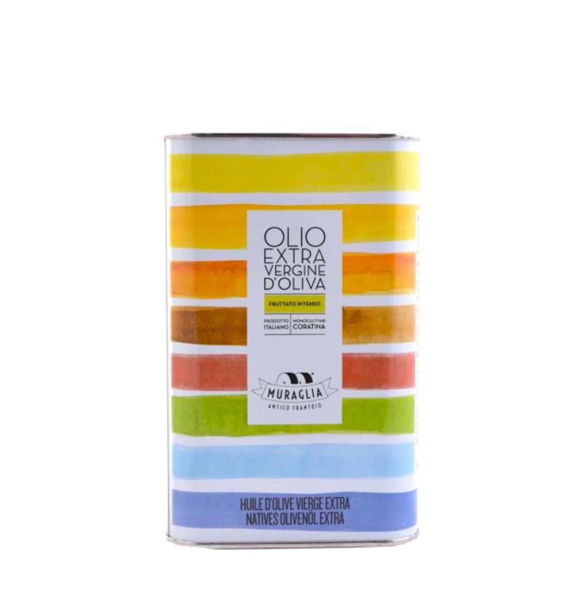 Frantoio Muraglia, Lattina d'Olio Extra Vergine d'Oliva da 1lt, Colorazione Arcobaleno, Fruttato Intenso