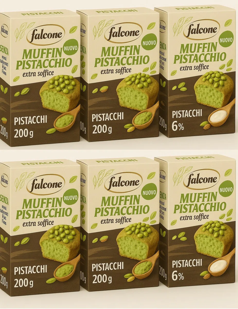 Muffin al Pistacchio Extra Soffici – Confezioni da 4 Muffin (200g) – Disponibili in Varianti da 3, 6 o 9 Confezioni – Ricetta Senza Olio di Palma e Grassi Idrogenati – 6% Pistacchi (6)