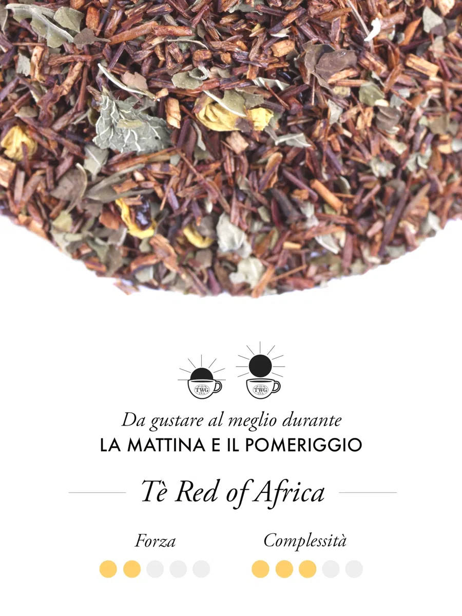 TWG Tea | Red of Africa Tea | Tè Rooibos | Foglie di Melissa e Calendula | Latta Haute Couture, 100G | Set Regalo