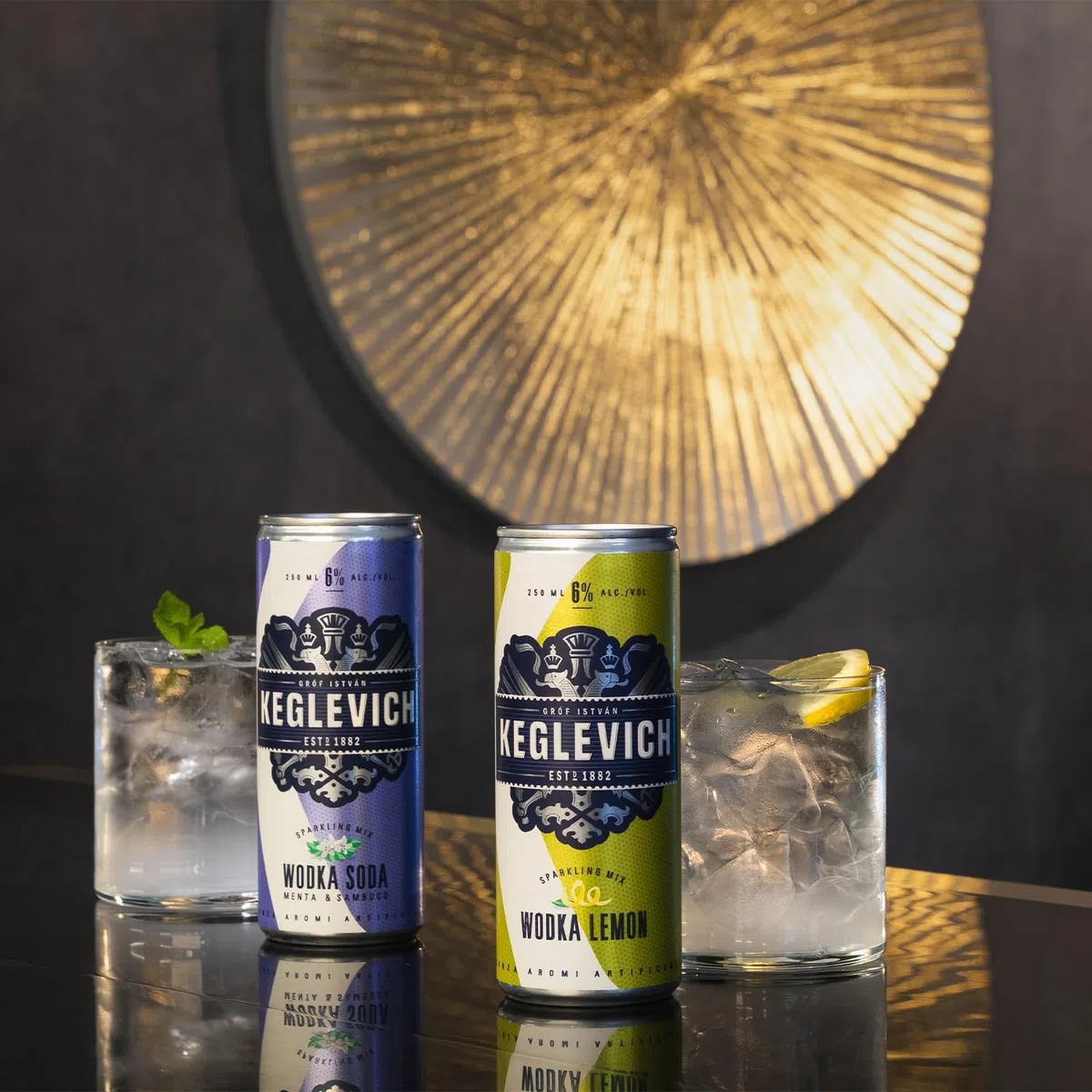 Keglevich, Vodka al limone pronta da gustare, senza aromi artificiali, 6% vol - 12 lattine da 250 ml (totale 3 litri)