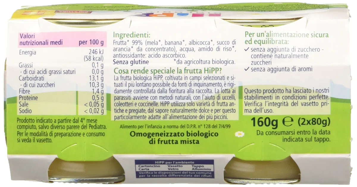 Hipp Omo Frutta Mista - Confezione 2 x 80 g