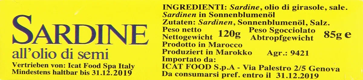 Ocean - Sardine, All'Olio Di Semi - 10 pezzi da 120 g [1200 g]