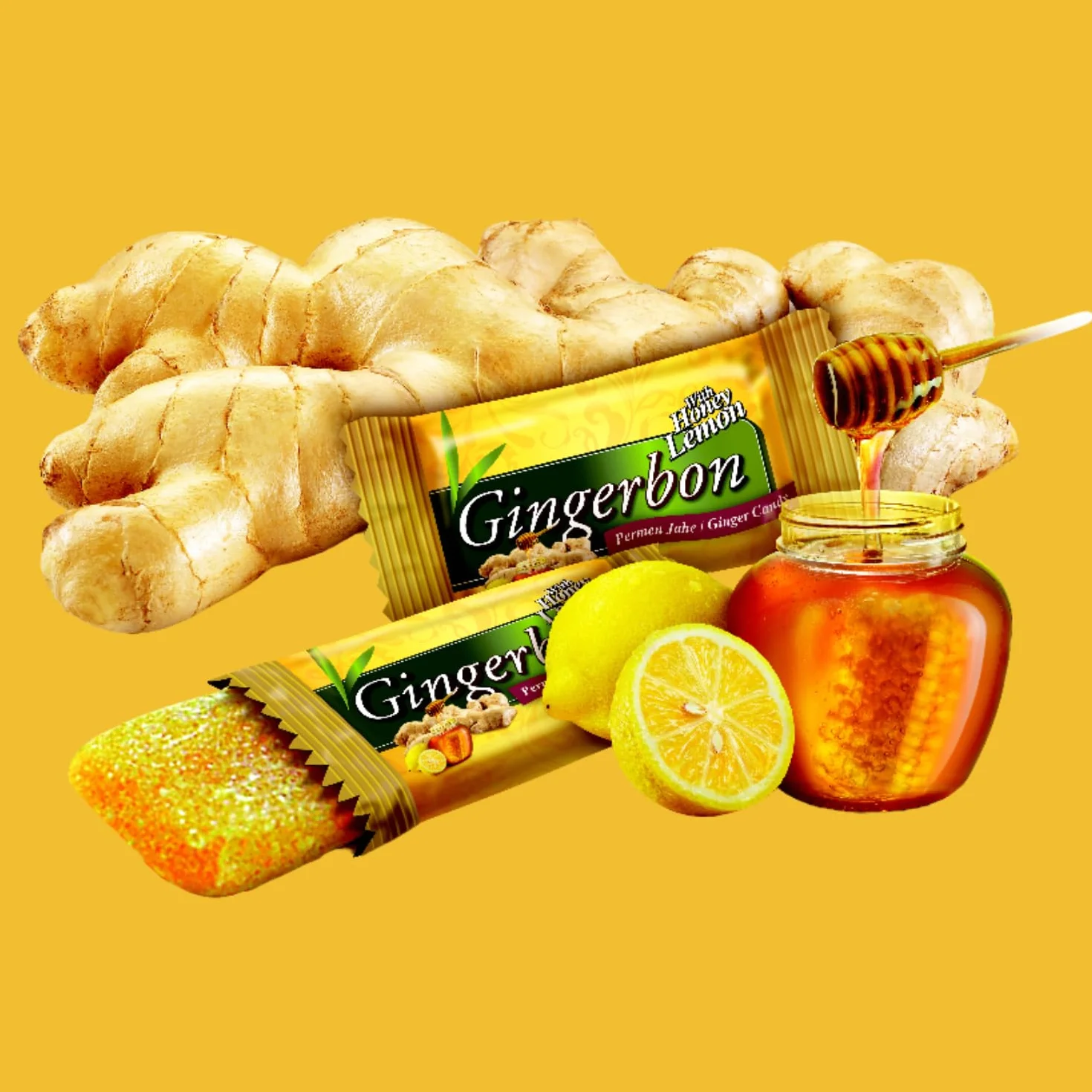 GINGERBON - Caramelle allo zenzero miele e limone - (1 X 125 GR)