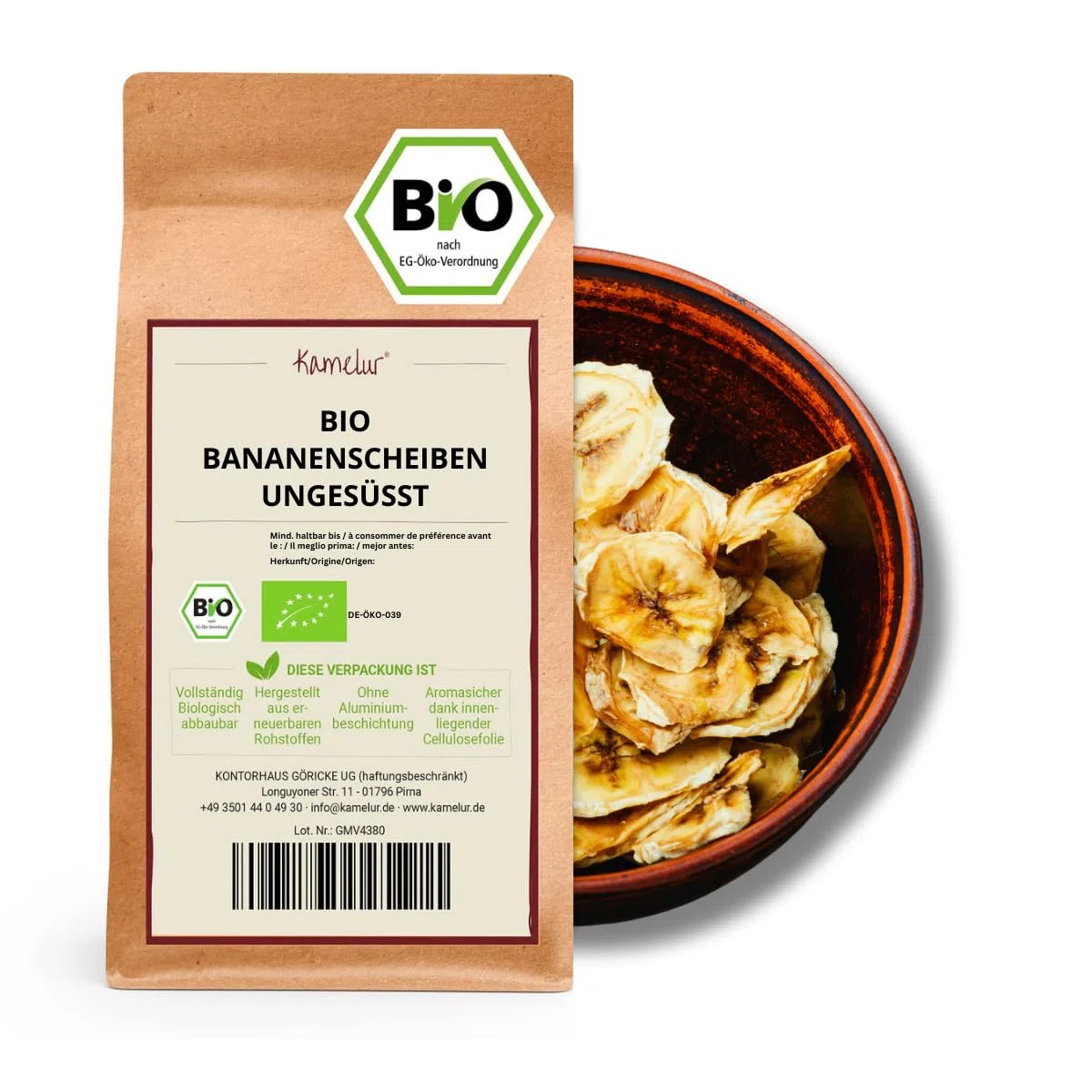 1kg di banane BIO non zuccherate di prima qualità, l'aggiunta naturale per il tuo muesli