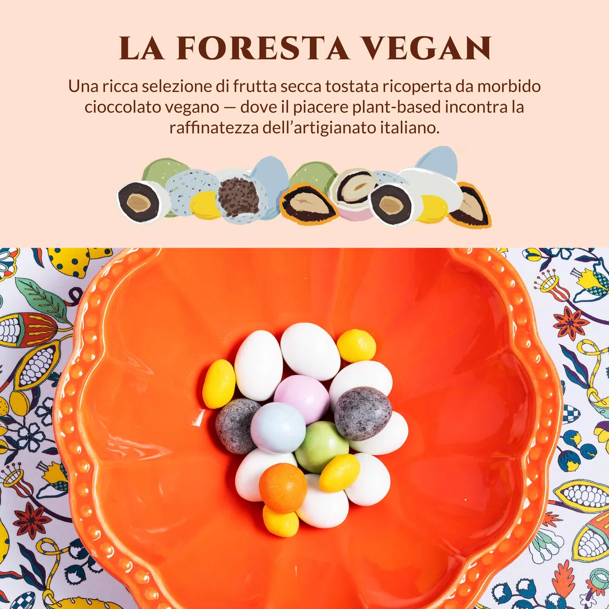 Lavolio LA FORESTA VEGAN - Cioccolato italiano - Selezione artigianale di frutta secca ricoperta e cioccolati vegetali, caramelle eleganti e cioccolatini da regalo - Vegan e Gluten Free - 150g