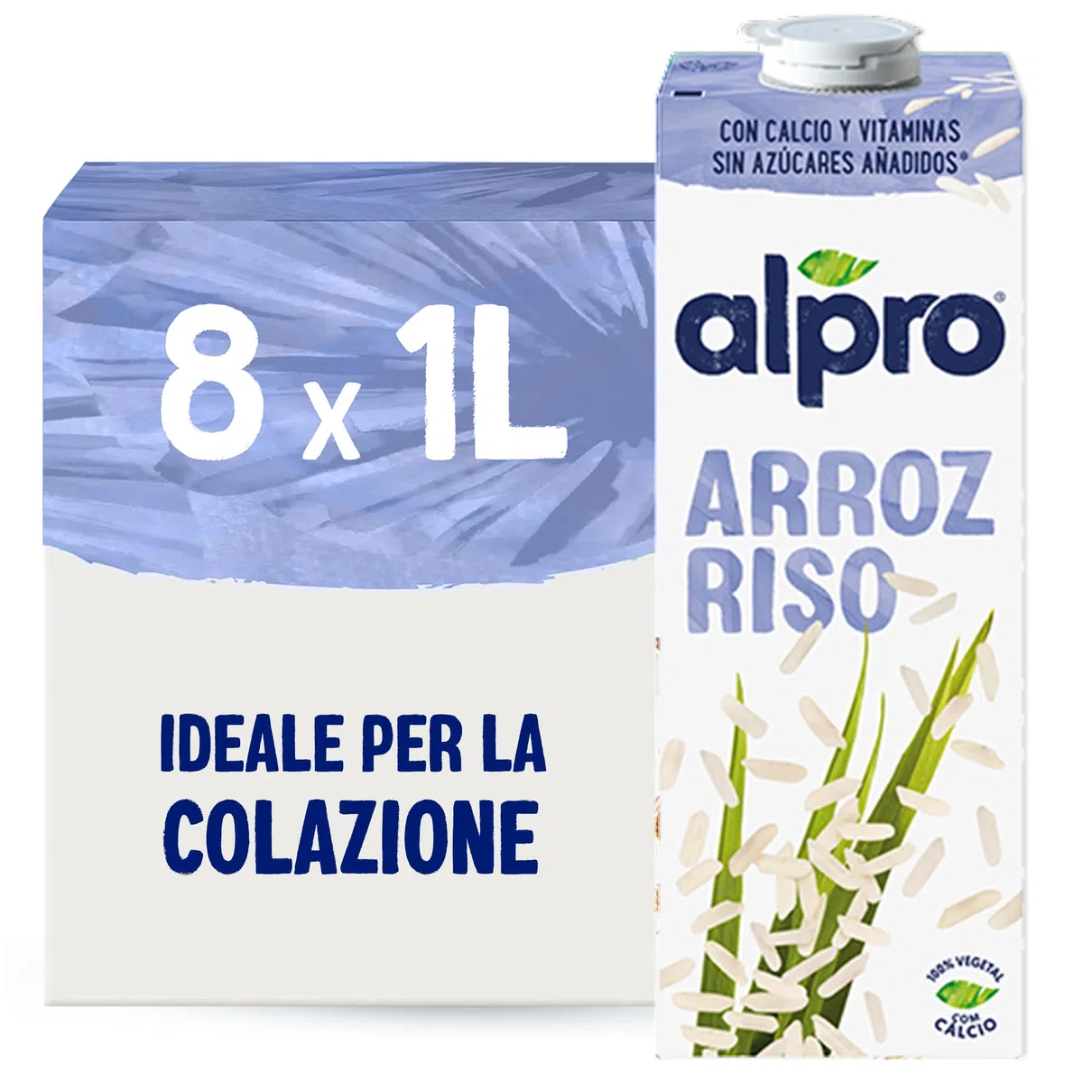 ALPRO CLASSICO, Bevanda al RISO, Naturalmente Senza Lattosio, Senza Glutine, Fonte di Calcio e Vitamine B12 e D2 - 8 Confezioni da 1 Litro
