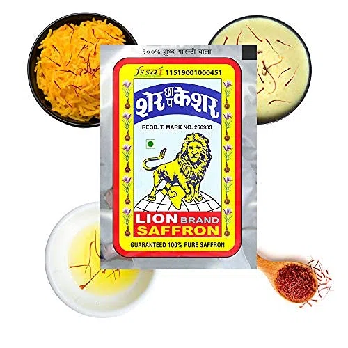 LION BRAND SAFFRON , Bustine di zafferano monouso con puro zafferano del Kashmir / Kesar / Keshar per bellezza, cucina e Tilak (confezione da 2 (2 x 1 g = 2 gRAM))