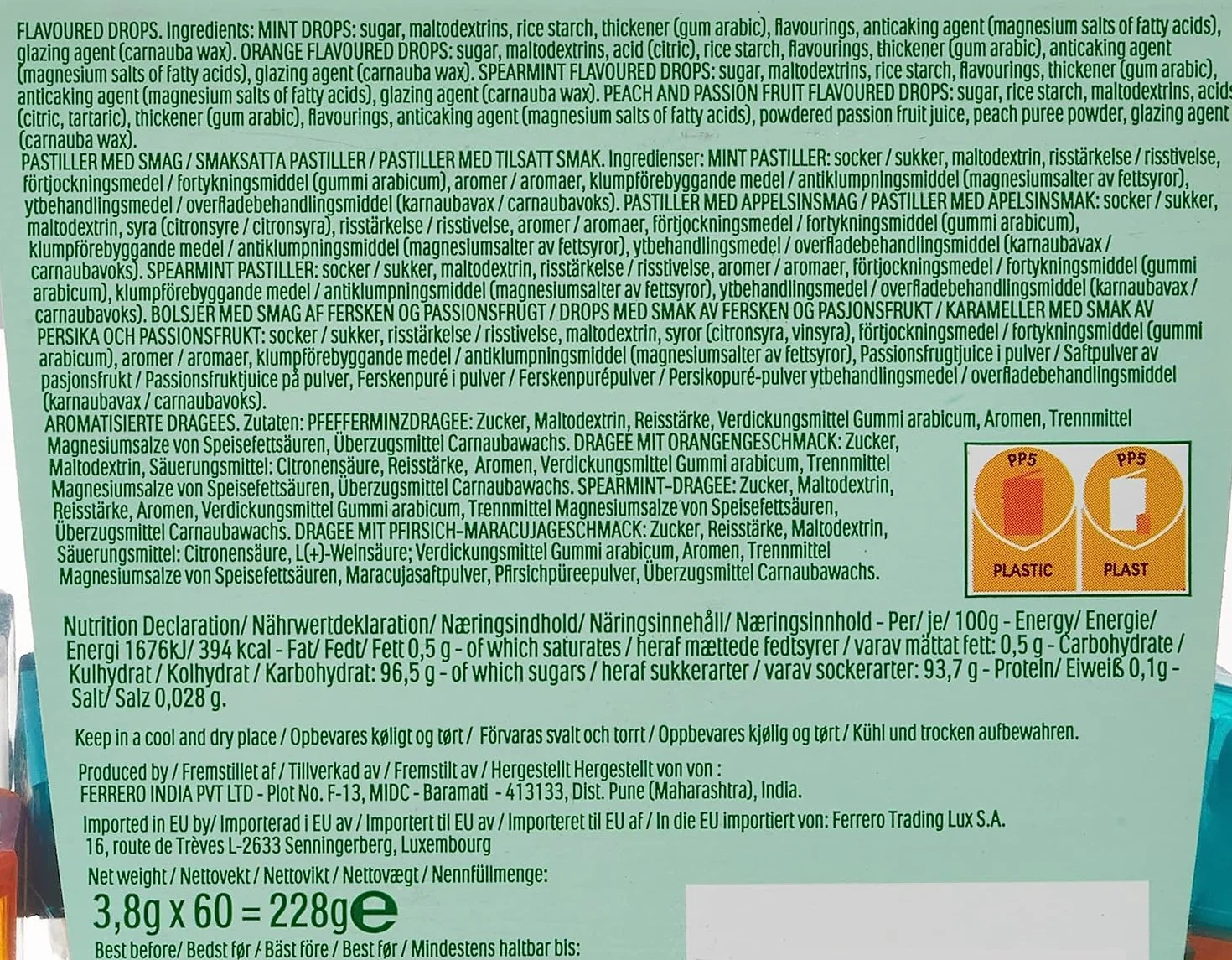 Tic Tac Travels caramelle confetti menta e frutta confezioni piccole 60 pz