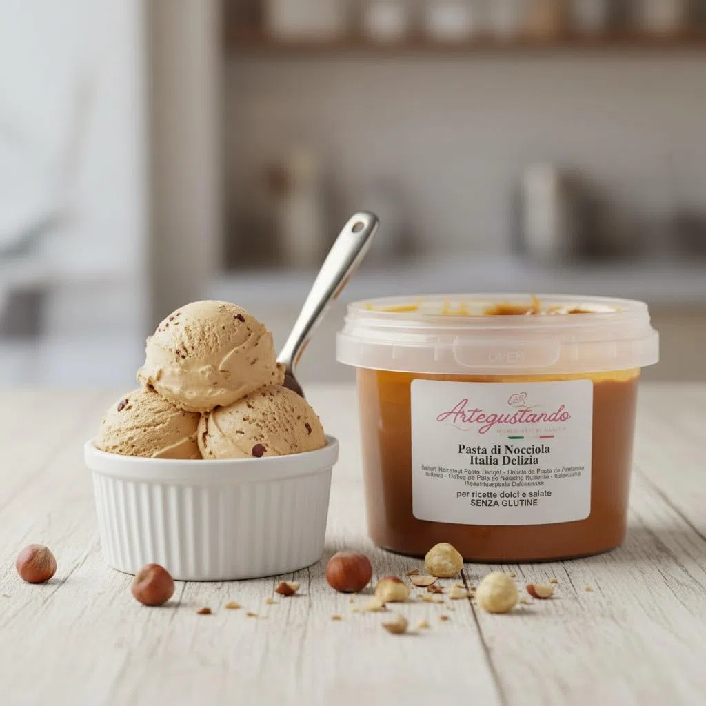 Artegustando-Pasta di Nocciola Italia 500 Gr “Delizia” – Senza Glutine – Cremosa – Per Dolci, Creme e Gelati (500g)