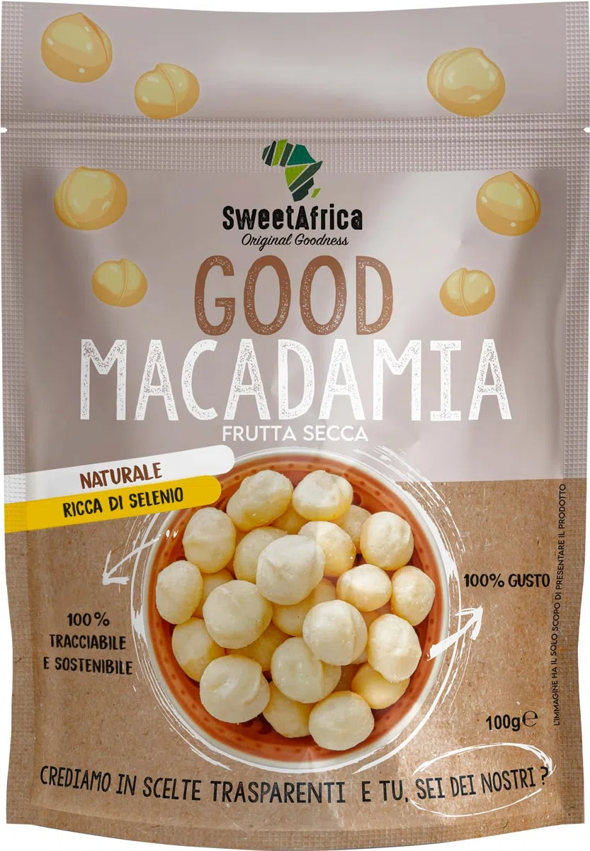 SweetAfrica - Good Macadamia Naturale - Snack di frutta secca - 100g x 6pz