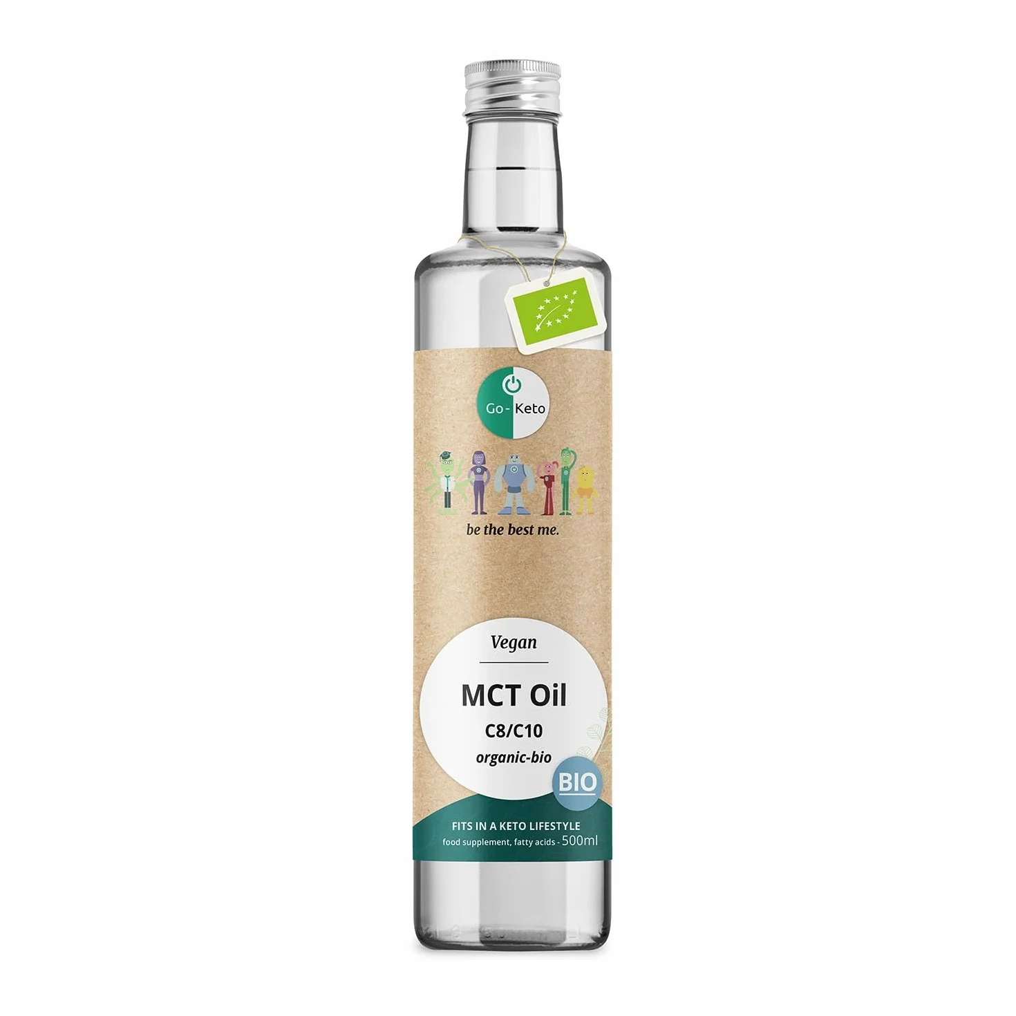 Go-Keto BIO MCT Oil, 500ml | Olio MCT C8/C10, 100% olio di cocco biologico, senza olio di palma | perfetto per dieta chetogenica | crema di caffè cheto per caffè o frullato cheto | Paleo, vegano