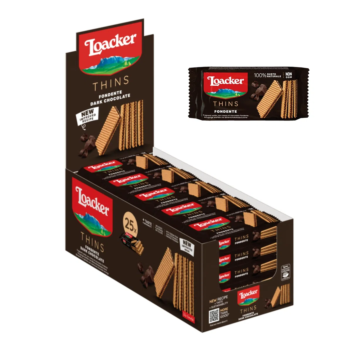 Loacker - Fondente, Fragranti Wafers con Crema al Cioccolato Fondente Extra - 150 g