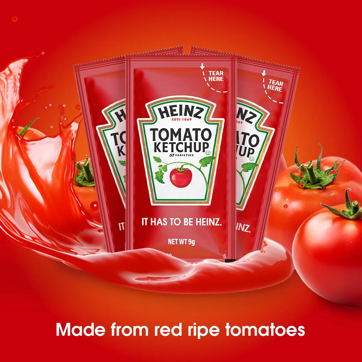 Heinz Ketchup Packets - 50 pezzi - Pacchetto condimento monodose, senza glutine, Kosher - Ketchup in un prodotto affidabile personalizzato per alimenti sicuro sacchetto sigillante