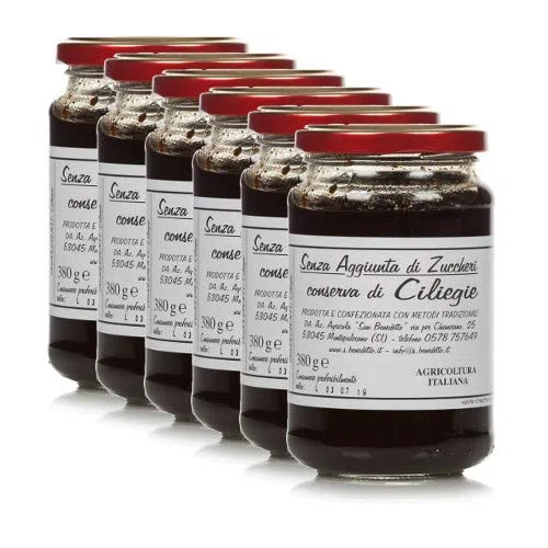 Marmellate artigianali di frutta fresca San Benedetto Montepulciano (Ciliegie senza zucchero gr. 380 6 vasetti)