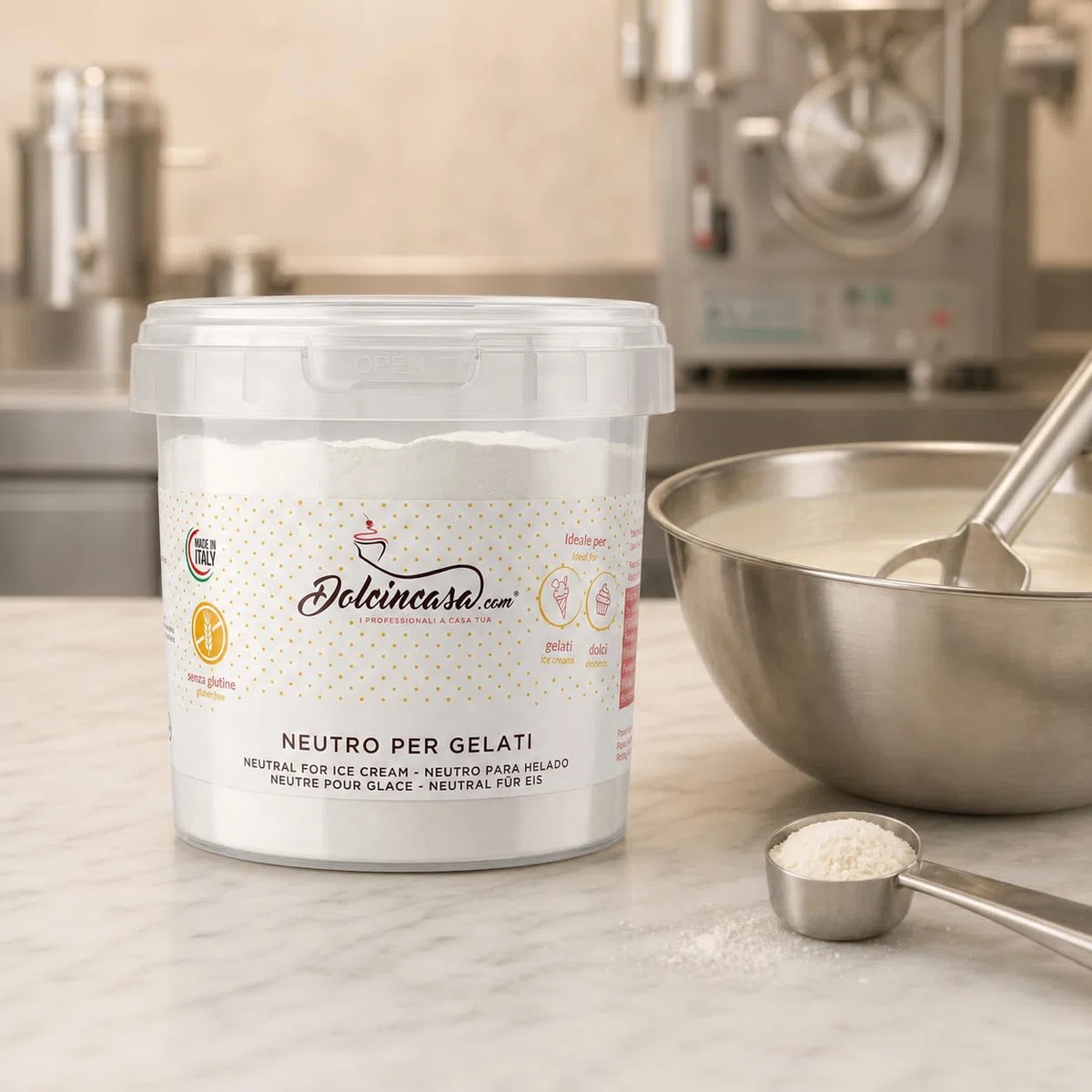 Dolcincasa-Neutro per Gelati con Farina di Guar e Semi di Carrube Addensante Emulsionante Stabilizzante 500g Senza Glutine