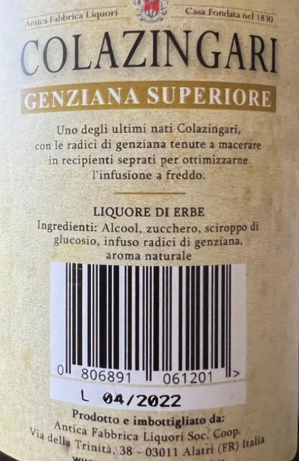 COLAZINGARI GENZIANA SUPERIORE 70 CL