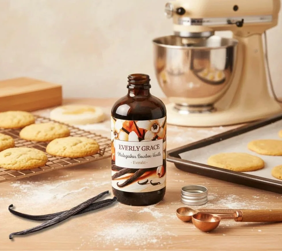 Everly Grace Estratto biologico di vaniglia bourbon senza alcool proveniente dal Madagascar, vanigliasenza alcool, estratto liquido di vaniglia per dolci, essenza naturale divaniglia, senza additivi