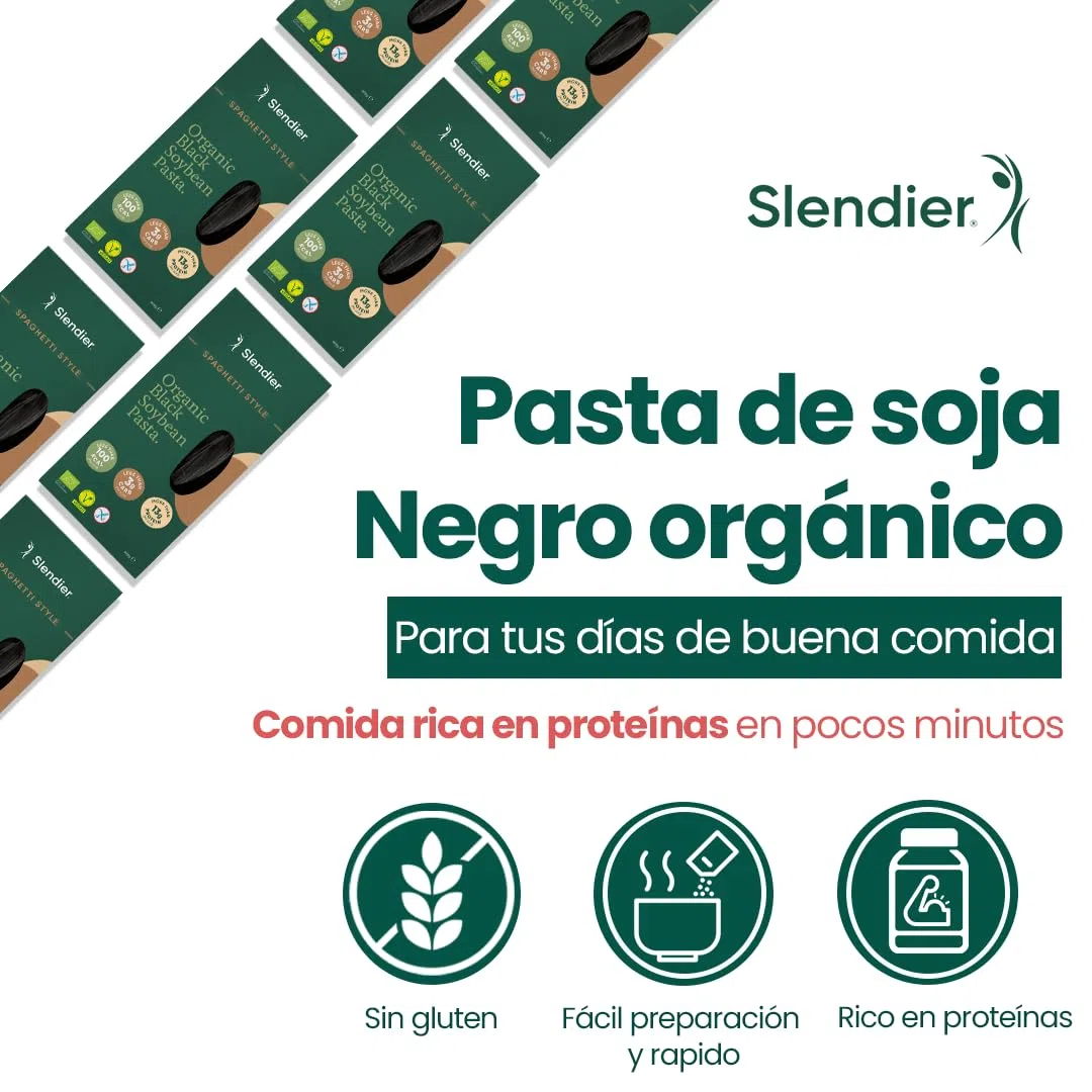 Slendier - Spaghetti di soia biologici | Spaghetti di soia ad alto contenuto proteico | Adatto a cheto e vegani | Senza glutine e grassi | Pasto sano e veloce | Confezione da 6