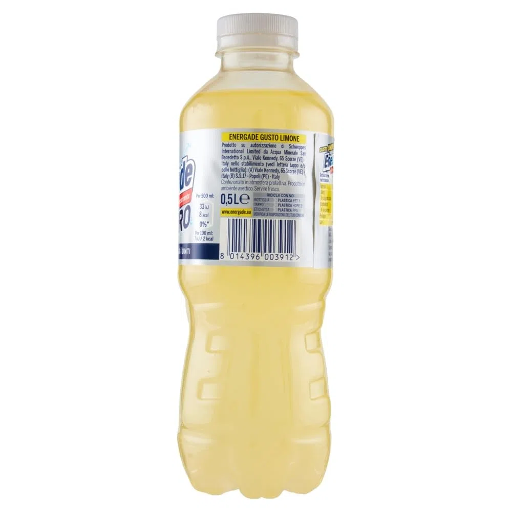Energade ZERO gusto Limone, Zero Zuccheri Aggiunti Reintegratore Dissetante 500ml (2025) [BOX da 12 Bottiglie]