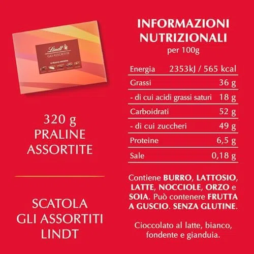 Lindt Scatola Praline Gli Assortiti, 32 Praline assortite di cioccolato, in confezione 320g