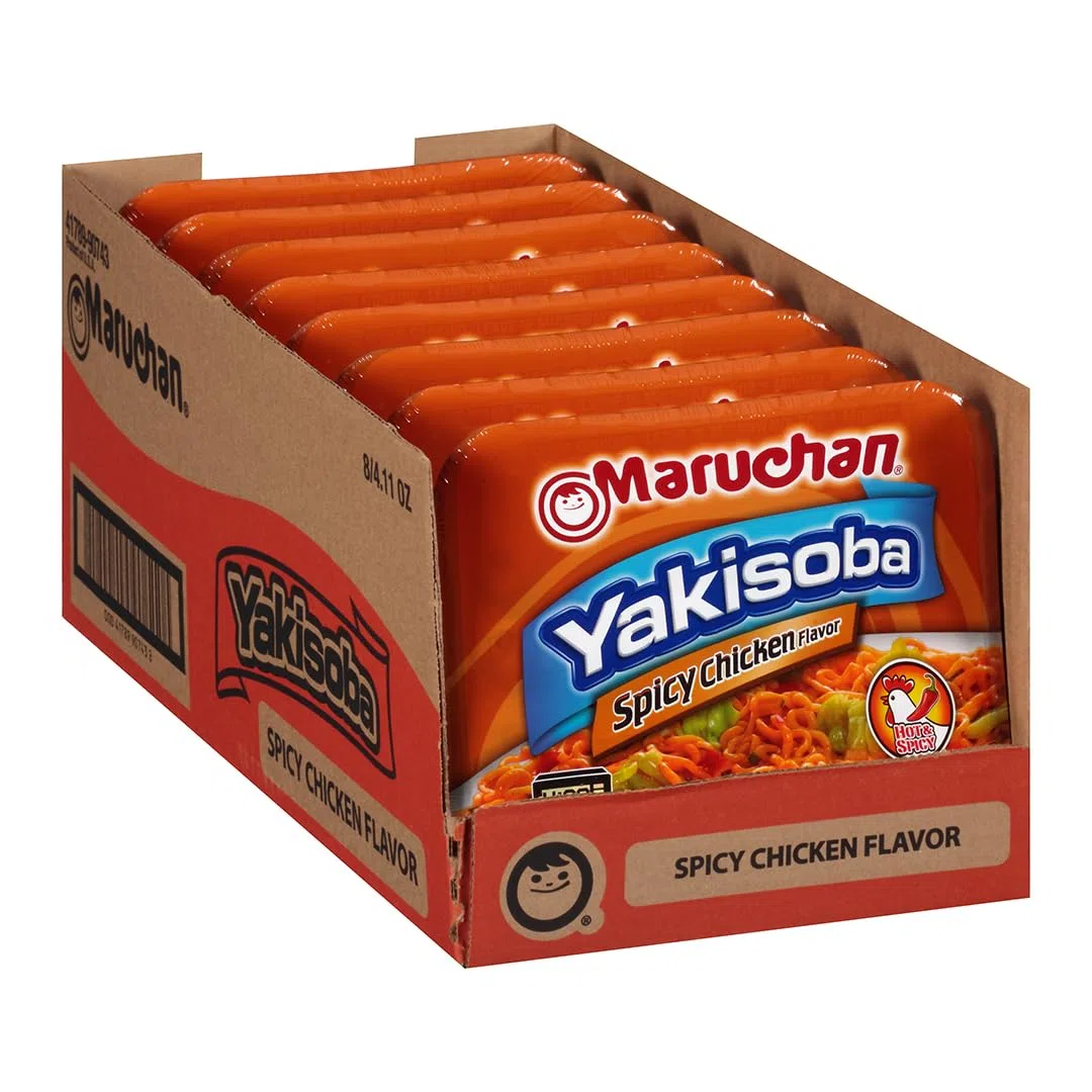 Maruchan, Yakisoba, Spicy Chicken Noodles, 4.11oz Tray (Pack of 8)