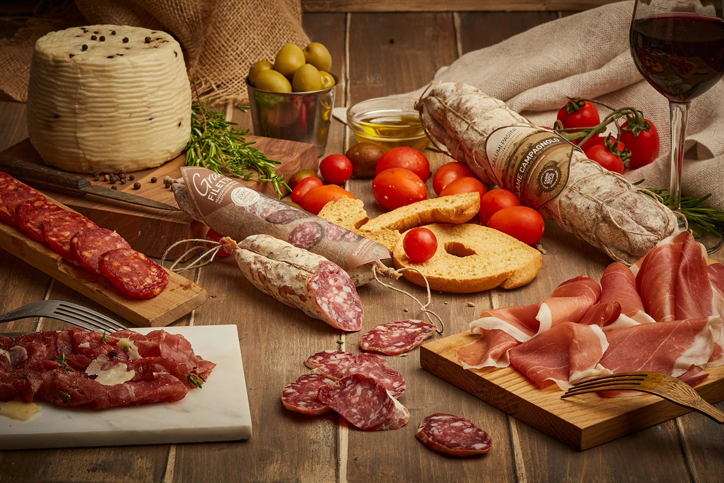 Salame Campagnolo con Tagliere, intero, Salumi Pasini, 700 gr