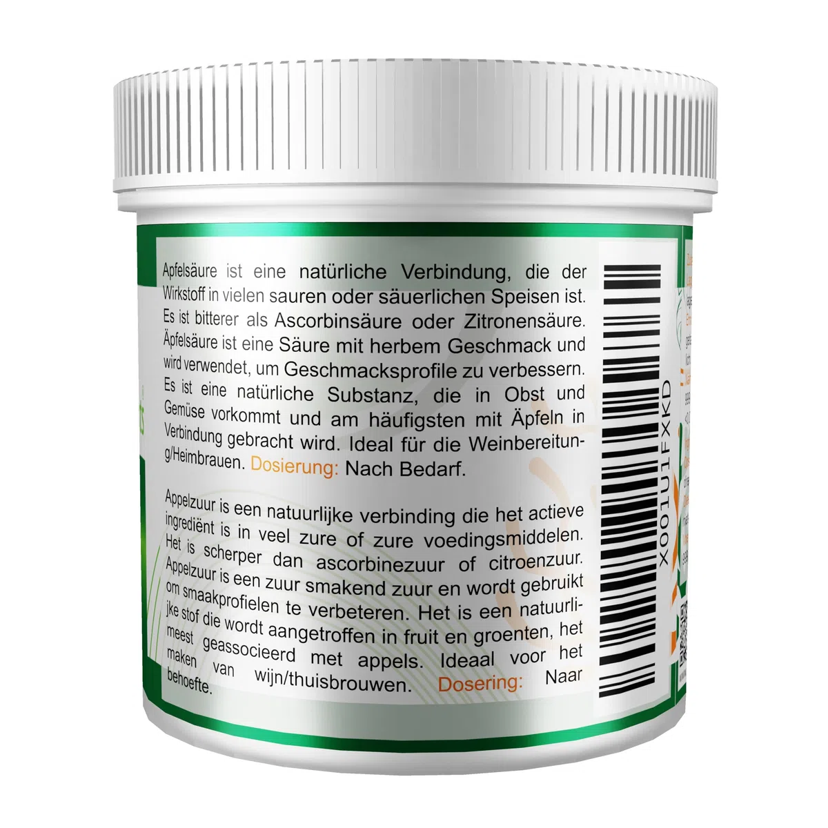 Special Ingredients Acido Malico 250 g - Regolatore di acidità per la preparazione di vino, birra e bevande alcoliche - Alta qualità - Imballaggio riciclabile