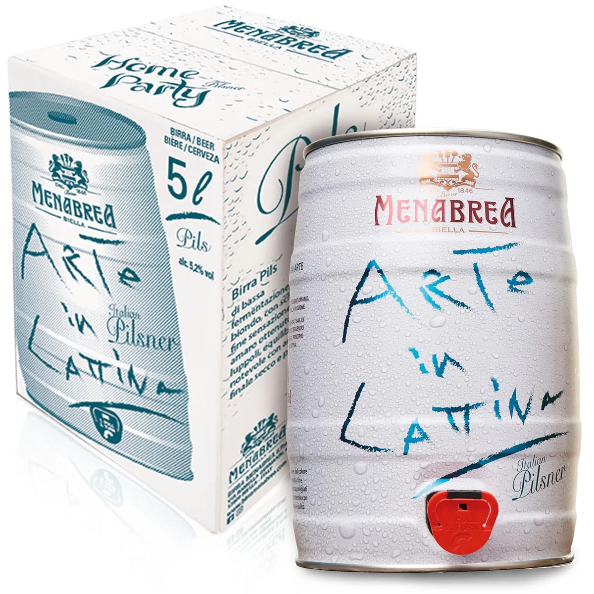 MENABREA - Birra Pils - Arte In Lattina - Fustino da 5L - 5000 ml