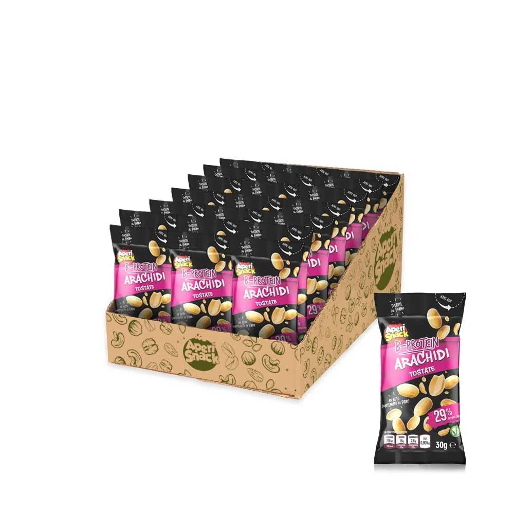 Aperisnack B-Protein - AP13.035.02 - Box 40 Snack Monodose – Mandorle Tostate, senza sale – Frutta secca 100% Naturale – 40 monoporzioni x 25 g – casa e rivendita