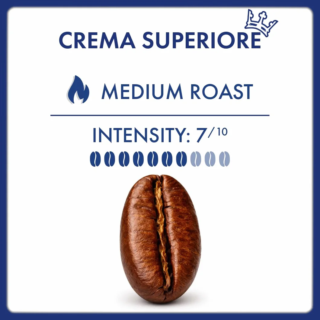 Caffè Borbone, chicchi di caffè tostati - Crema Superiore - Espresso napoletano autentico - Intensità 7/10 - Miscela potente e raffinata con note di cioccolato al latte e vaniglia - Confezione da 1 kg